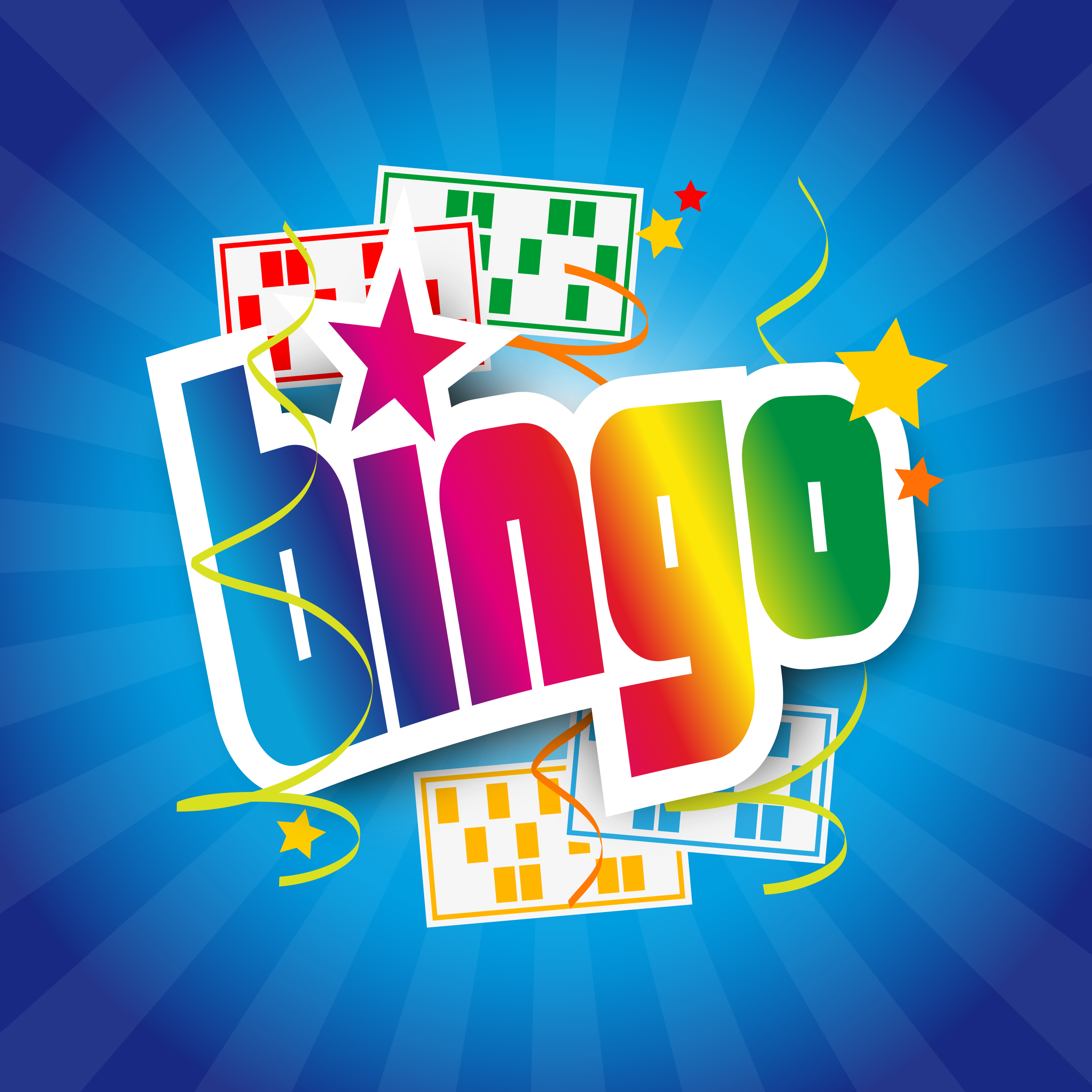 Ordet "Bingo" i en färgstark grafik