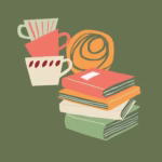 Illustration av böcker och fika