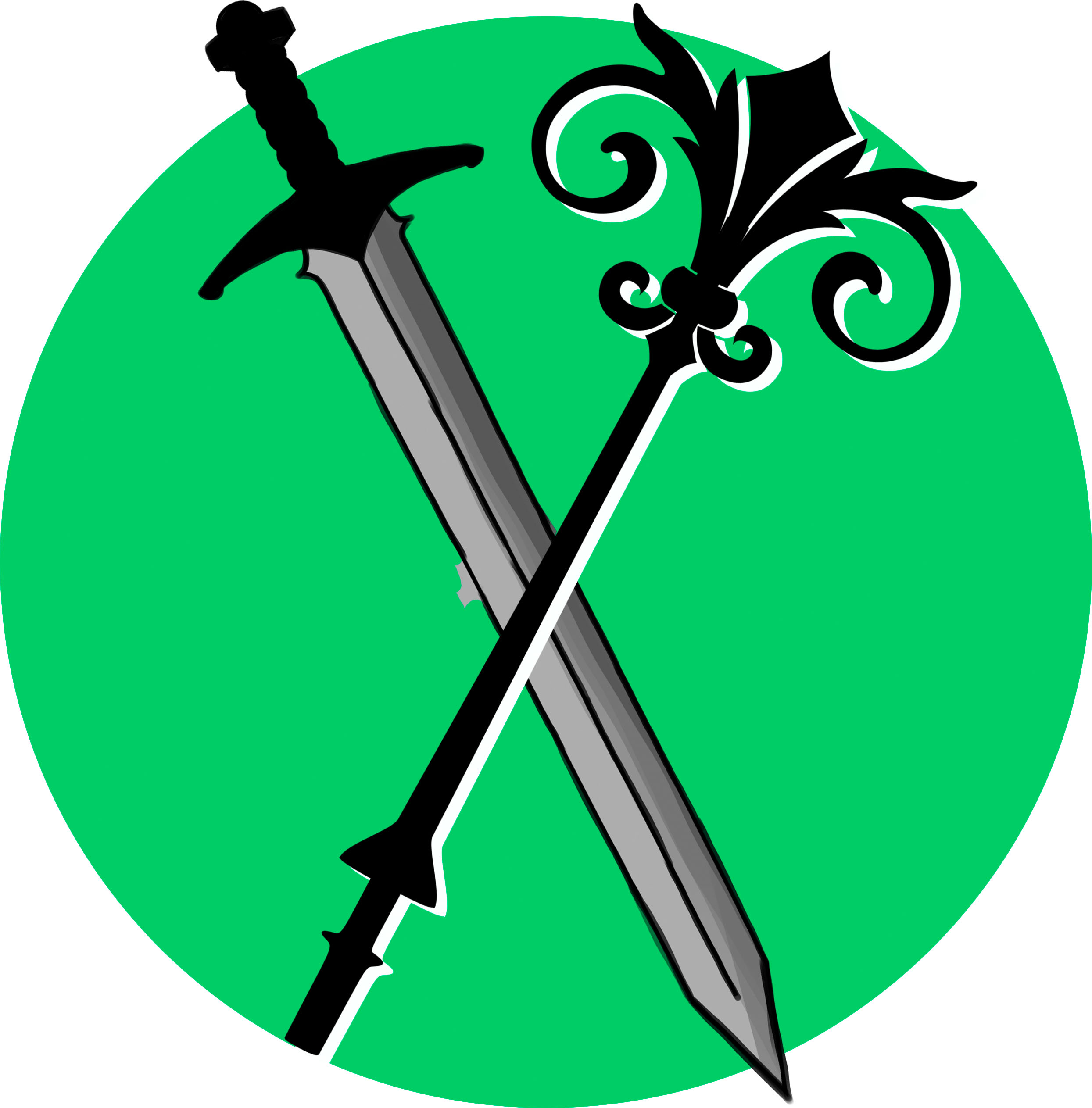 Illustration av svärd och järnstav