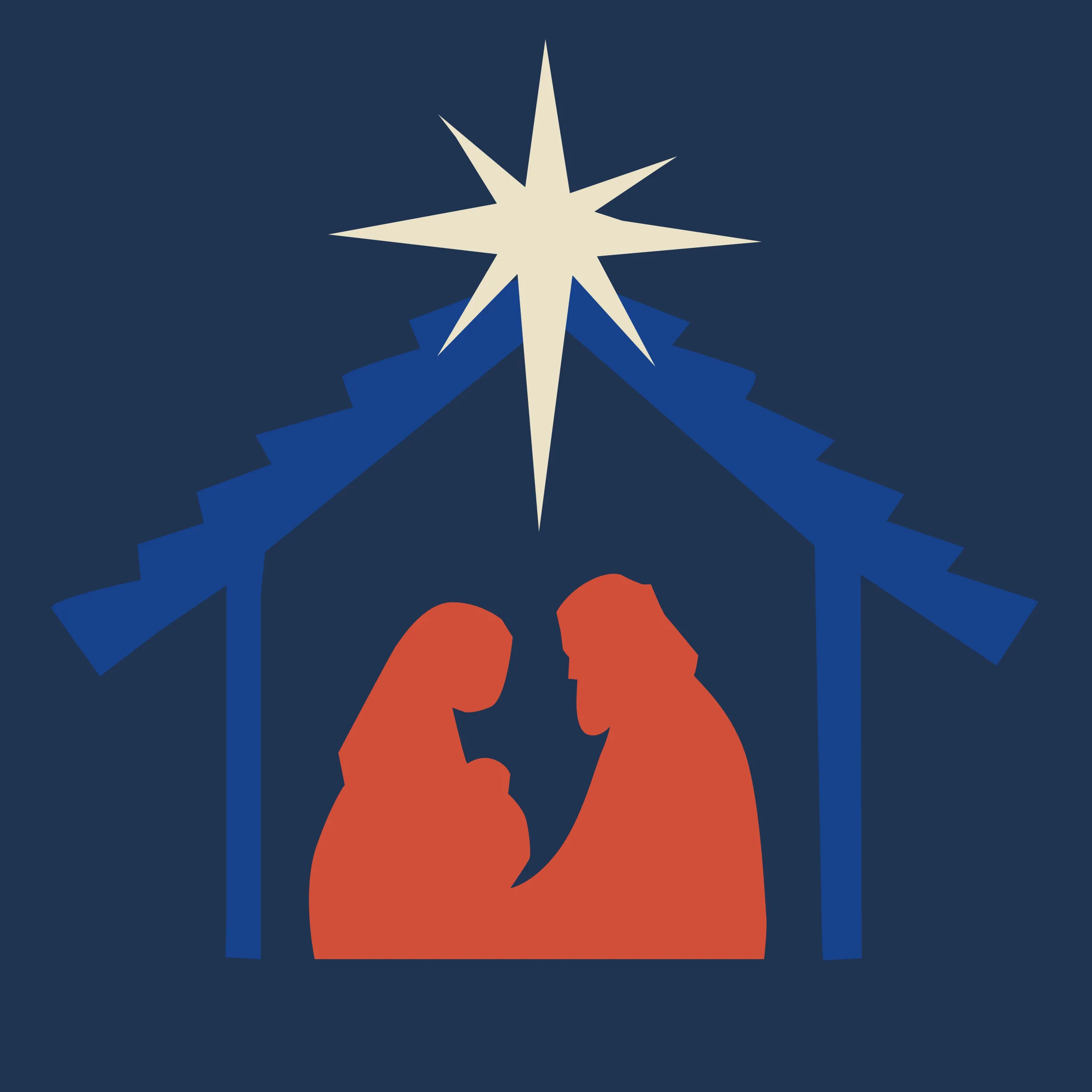 Illustration av den heliga familjen i stallet