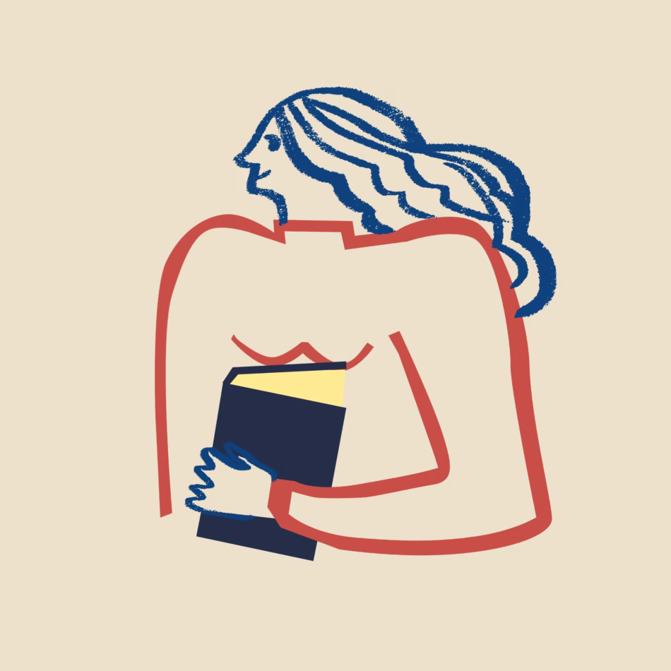 Illustration av kvinna som håller bok eller Bibel